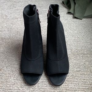 Black Heel Booties with Peep Toe